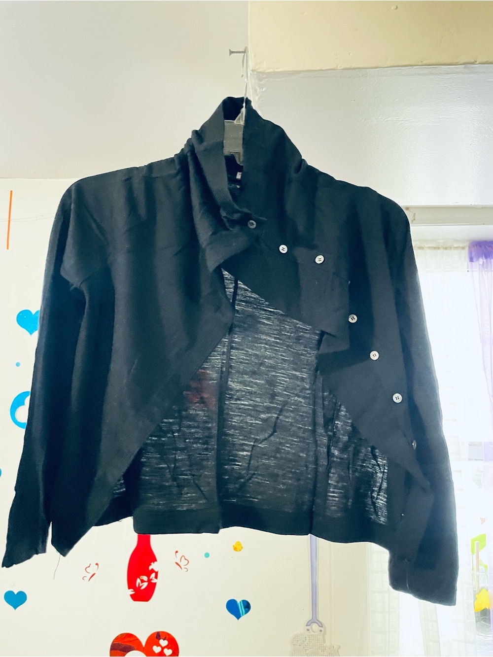 Morgane Le Fay Black Asymmetric Snap-Front Jacket